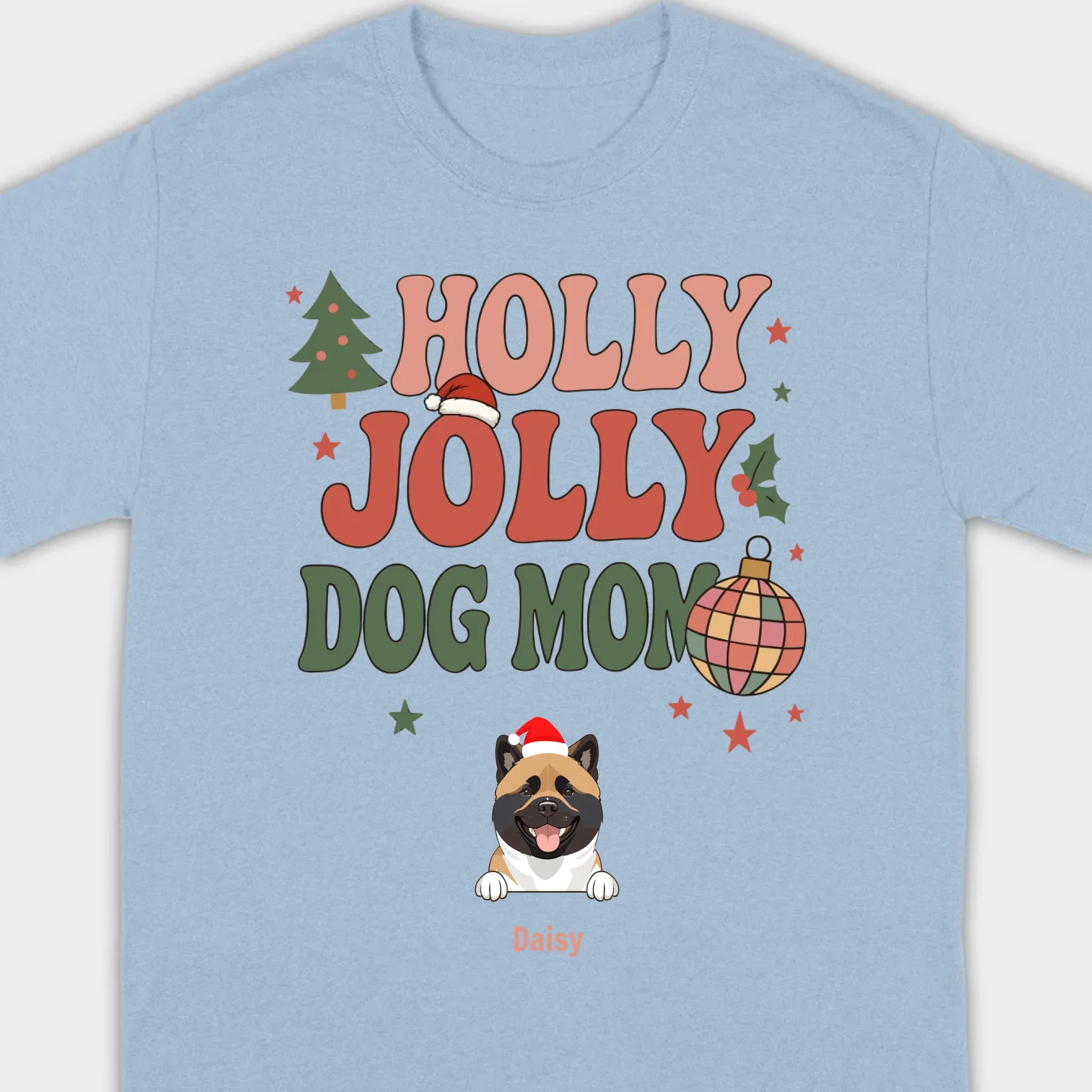 Dog Mom Christmas Gift Shirt Holly Jolly Dog Mom - 89Prints