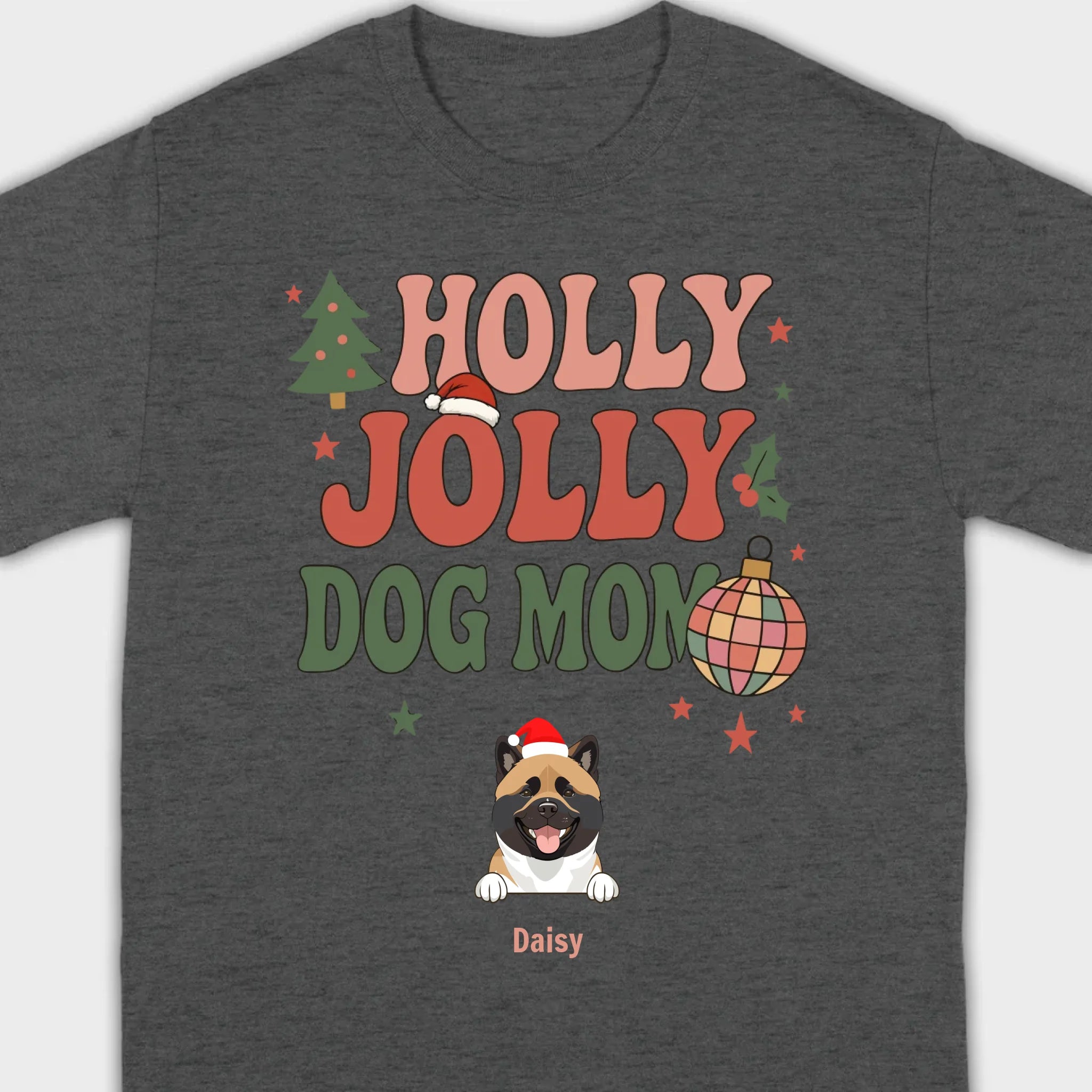 Dog Mom Christmas Gift Shirt Holly Jolly Dog Mom - 89Prints