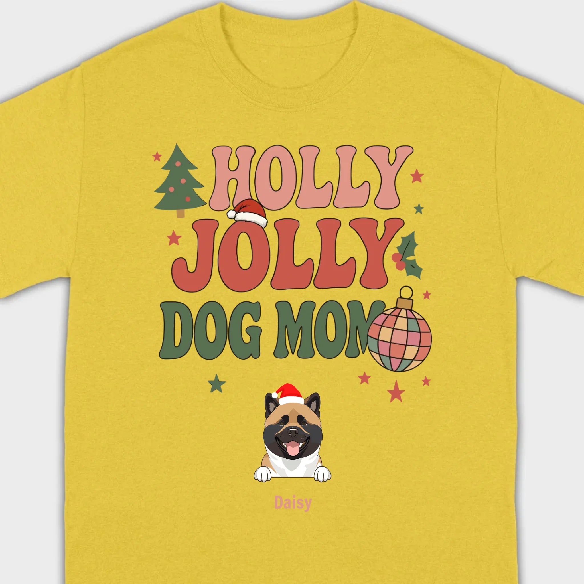 Dog Mom Christmas Gift Shirt Holly Jolly Dog Mom - 89Prints