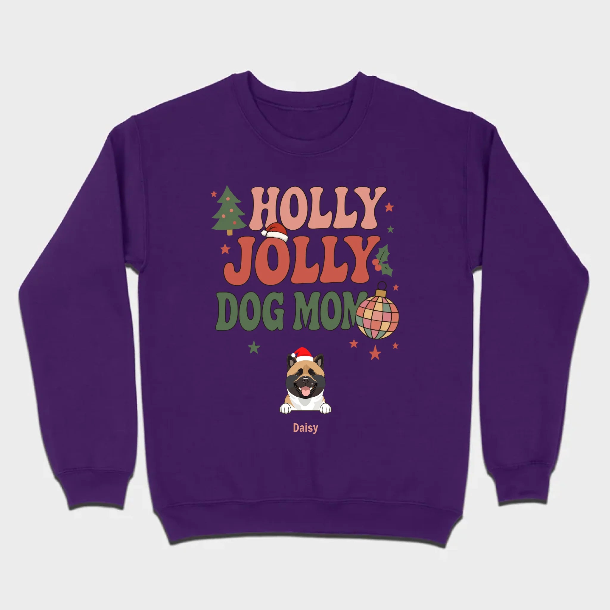 Dog Mom Christmas Gift Shirt Holly Jolly Dog Mom - 89Prints