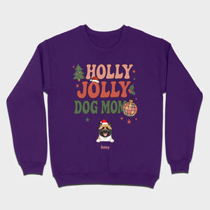 Dog Mom Christmas Gift Shirt Holly Jolly Dog Mom - 89Prints