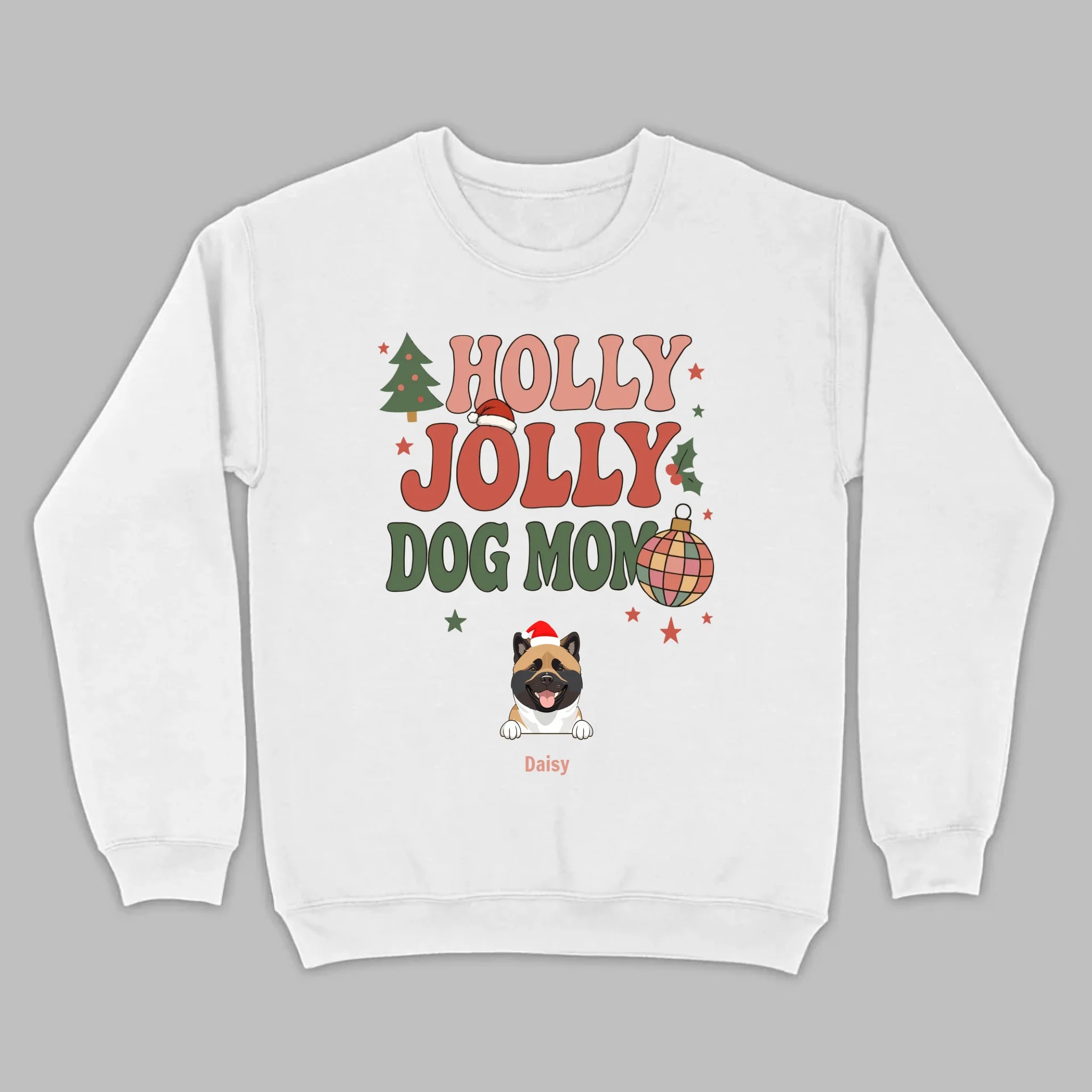 Dog Mom Christmas Gift Shirt Holly Jolly Dog Mom - 89Prints