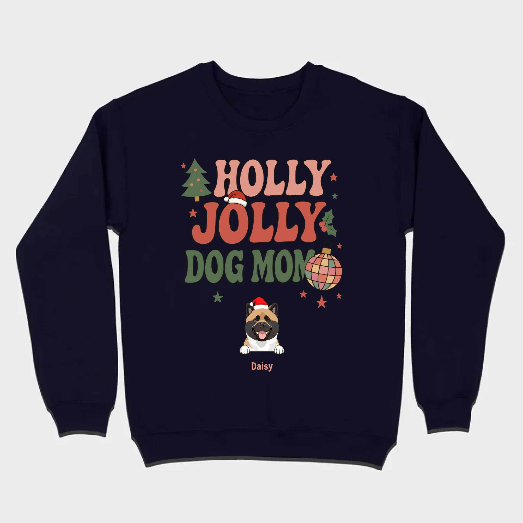 Dog Mom Christmas Gift Shirt Holly Jolly Dog Mom - 89Prints