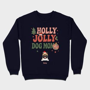 Dog Mom Christmas Gift Shirt Holly Jolly Dog Mom - 89Prints
