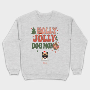 Dog Mom Christmas Gift Shirt Holly Jolly Dog Mom - 89Prints