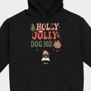 Dog Mom Christmas Gift Shirt Holly Jolly Dog Mom - 89Prints