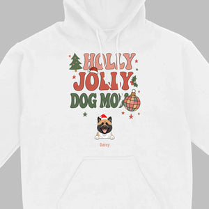 Dog Mom Christmas Gift Shirt Holly Jolly Dog Mom - 89Prints