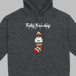 Personalized Christmas Dog Shirt – Feliz Navidog Holiday Tee - 89Prints