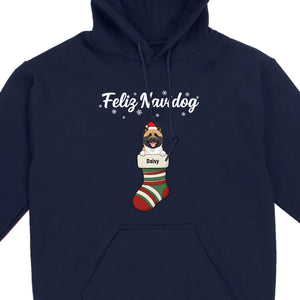 Personalized Christmas Dog Shirt – Feliz Navidog Holiday Tee - 89Prints