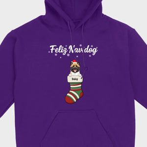 Personalized Christmas Dog Shirt – Feliz Navidog Holiday Tee - 89Prints
