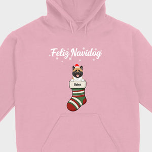 Personalized Christmas Dog Shirt – Feliz Navidog Holiday Tee - 89Prints