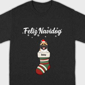 Personalized Christmas Dog Shirt – Feliz Navidog Holiday Tee - 89Prints