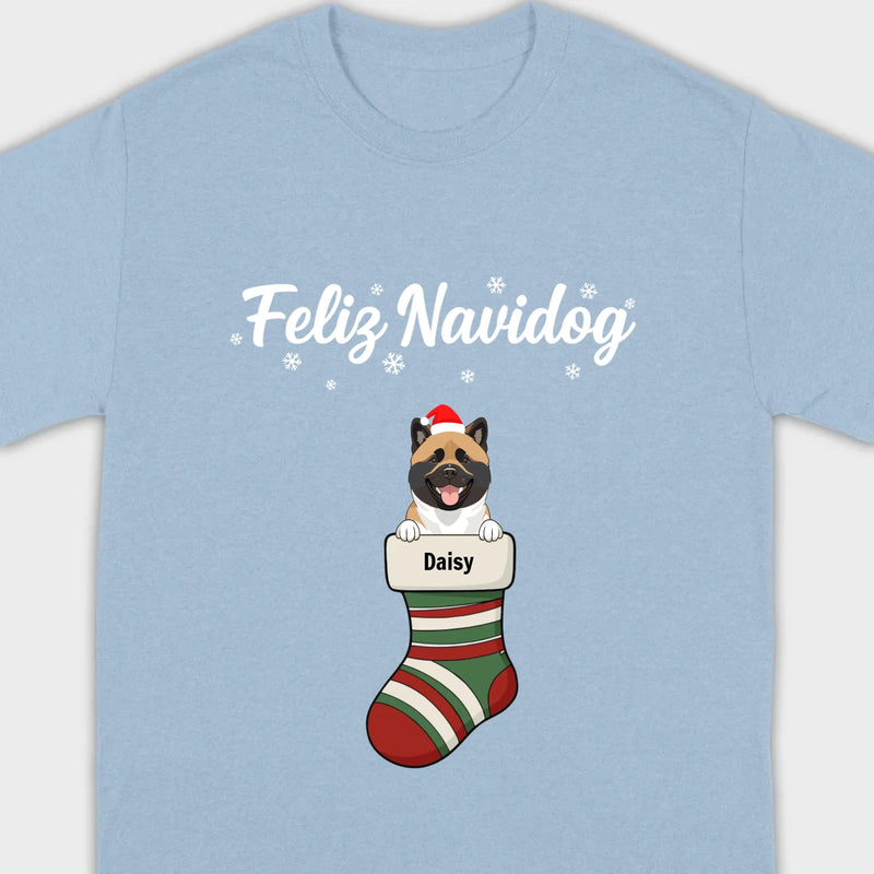 Personalized Christmas Dog Shirt – Feliz Navidog Holiday Tee - 89Prints