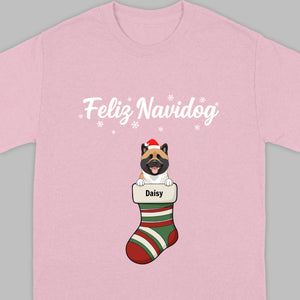 Personalized Christmas Dog Shirt – Feliz Navidog Holiday Tee - 89Prints