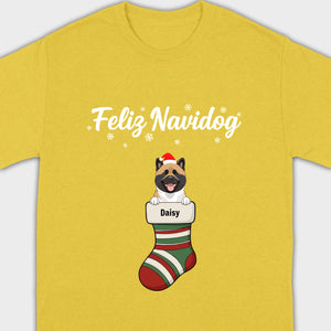 Personalized Christmas Dog Shirt – Feliz Navidog Holiday Tee - 89Prints