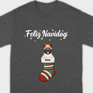 Personalized Christmas Dog Shirt – Feliz Navidog Holiday Tee - 89Prints