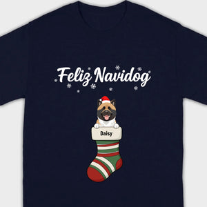 Personalized Christmas Dog Shirt – Feliz Navidog Holiday Tee - 89Prints