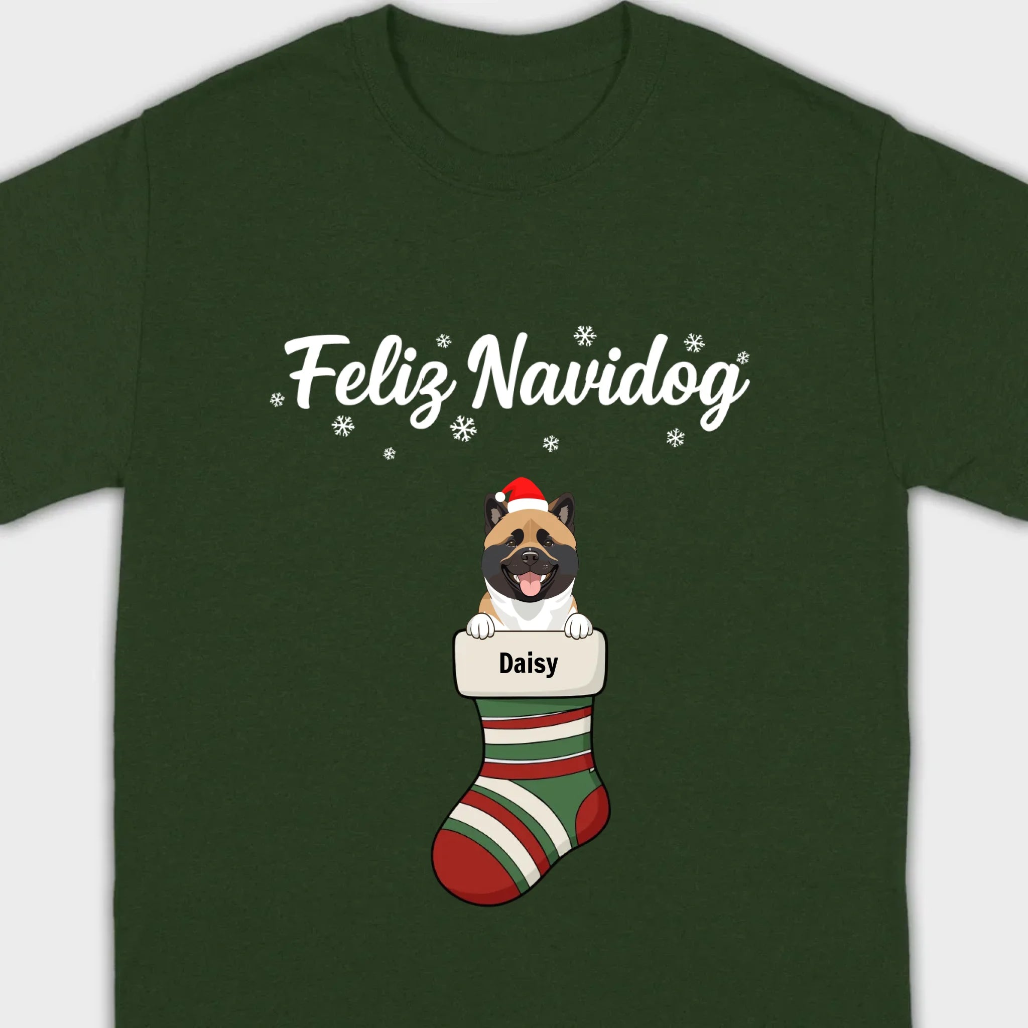 Personalized Christmas Dog Shirt – Feliz Navidog Holiday Tee - 89Prints