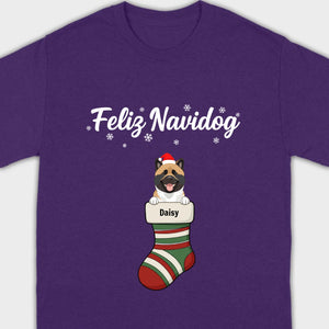 Personalized Christmas Dog Shirt – Feliz Navidog Holiday Tee - 89Prints