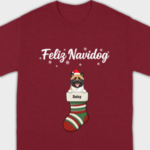 Personalized Christmas Dog Shirt – Feliz Navidog Holiday Tee - 89Prints