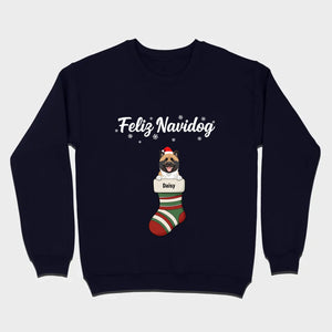 Personalized Christmas Dog Shirt – Feliz Navidog Holiday Tee - 89Prints