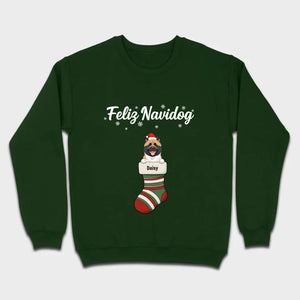 Personalized Christmas Dog Shirt – Feliz Navidog Holiday Tee - 89Prints