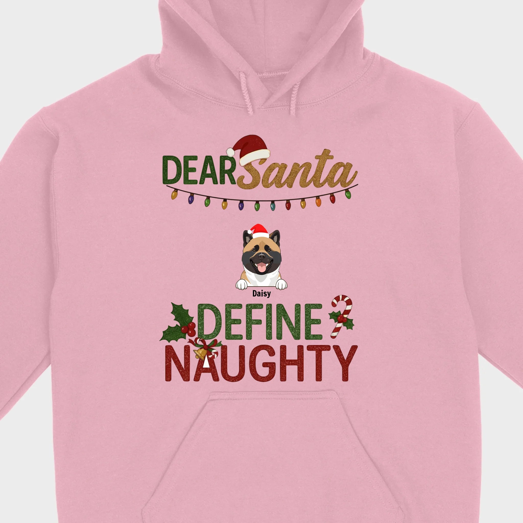 Personalized Christmas T-Shirt Dear Santa Define Naughty – Add Your Dogs Name - 89Prints
