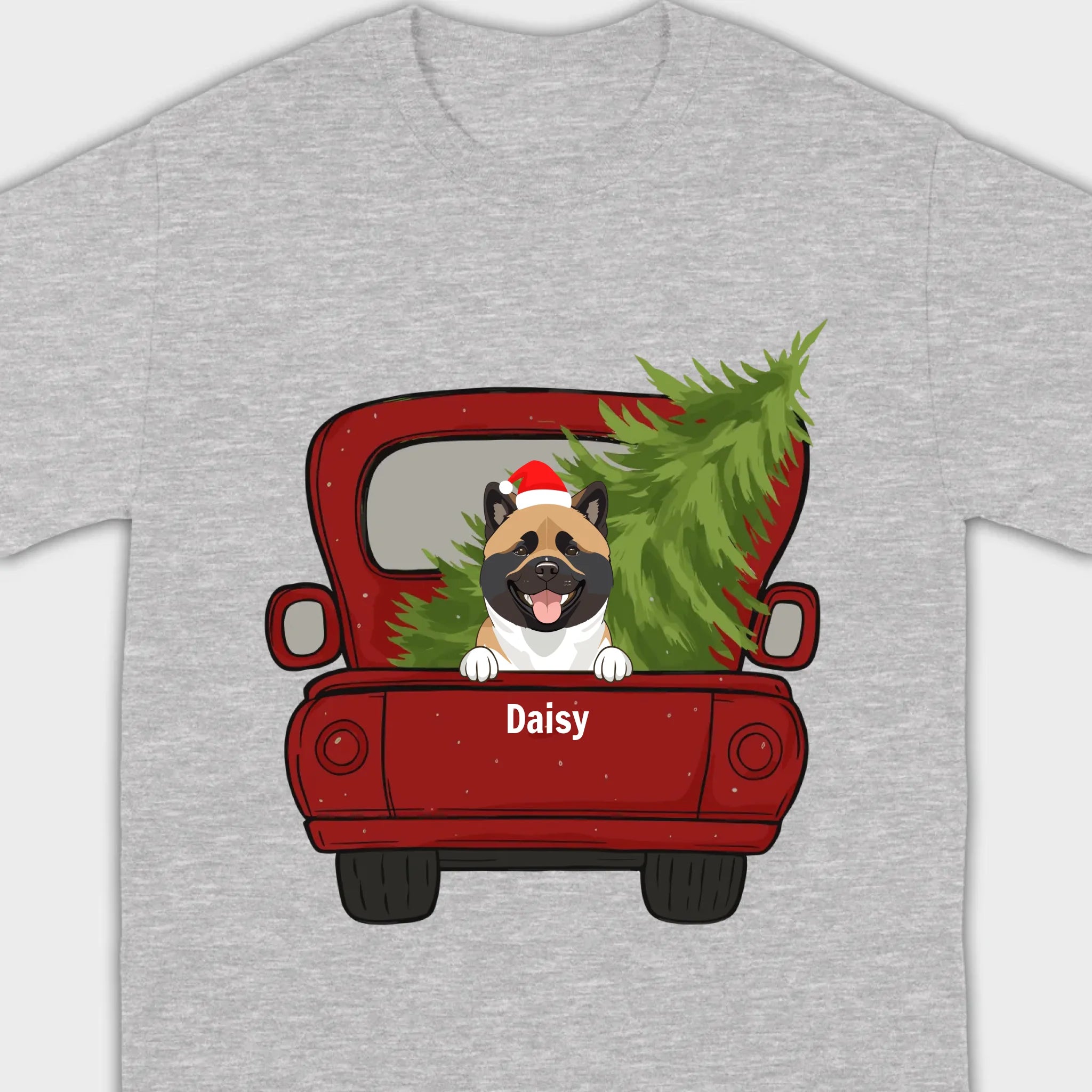 Christmas Dog Shirt – Cute Puppy in Red Truck with Christmas Tree - 89Prints