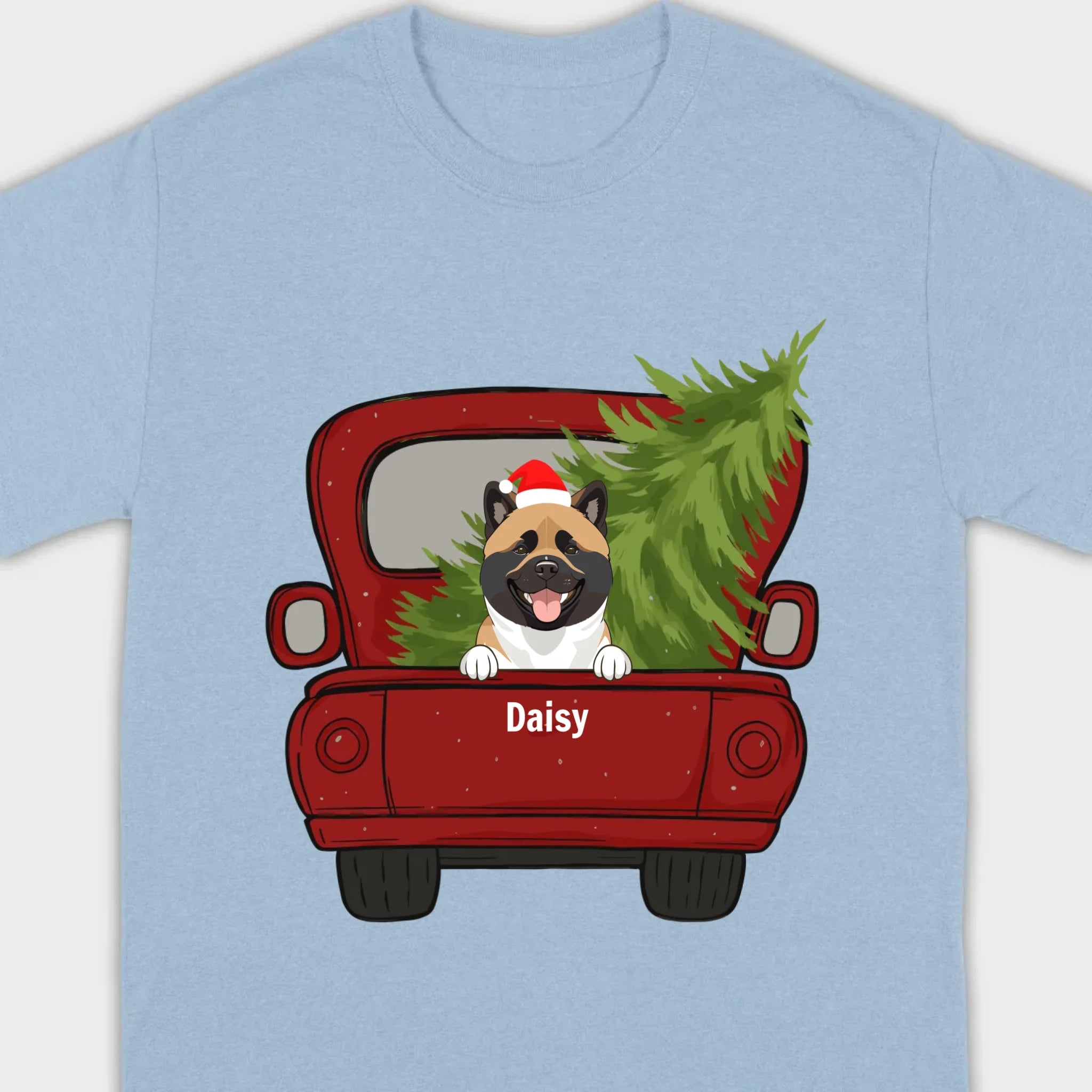 Christmas Dog Shirt – Cute Puppy in Red Truck with Christmas Tree - 89Prints