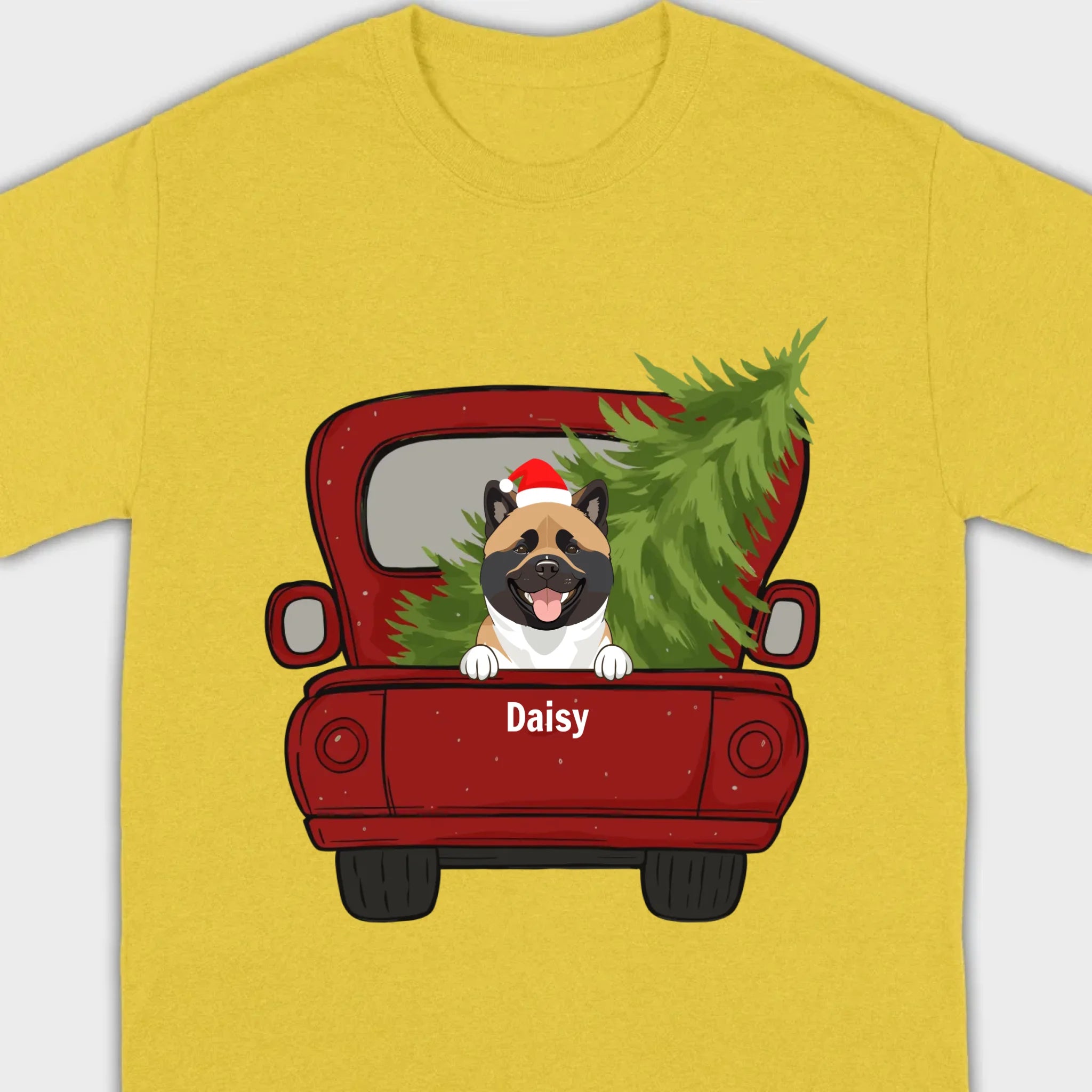 Christmas Dog Shirt – Cute Puppy in Red Truck with Christmas Tree - 89Prints