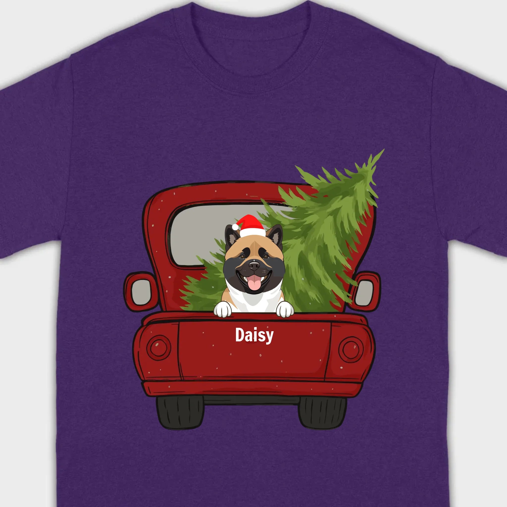 Christmas Dog Shirt – Cute Puppy in Red Truck with Christmas Tree - 89Prints