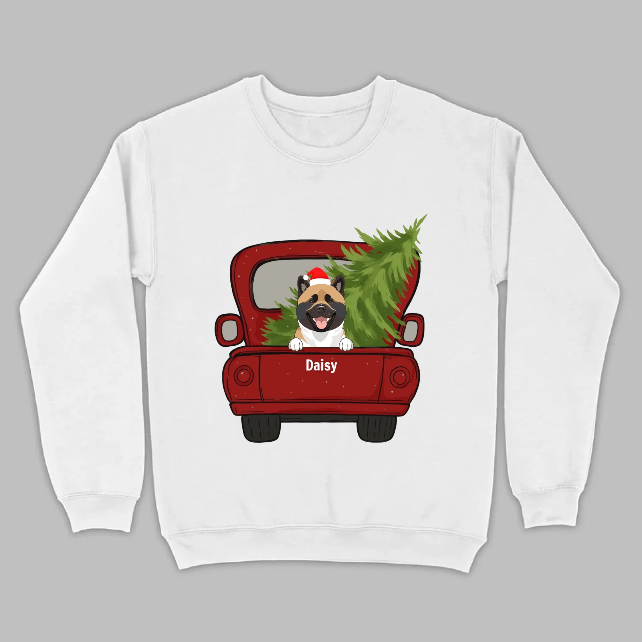 Christmas Dog Shirt – Cute Puppy in Red Truck with Christmas Tree - 89Prints
