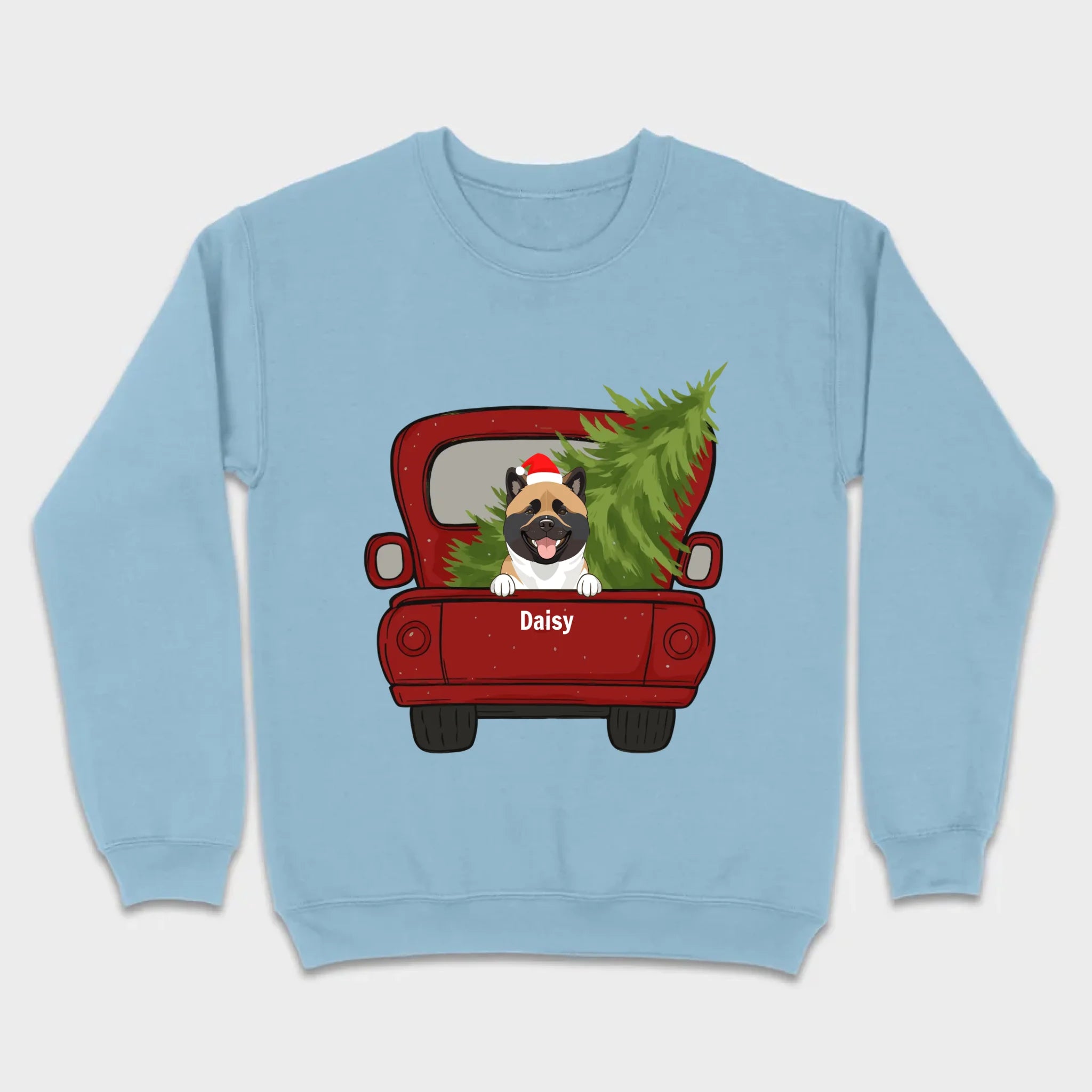Christmas Dog Shirt – Cute Puppy in Red Truck with Christmas Tree - 89Prints