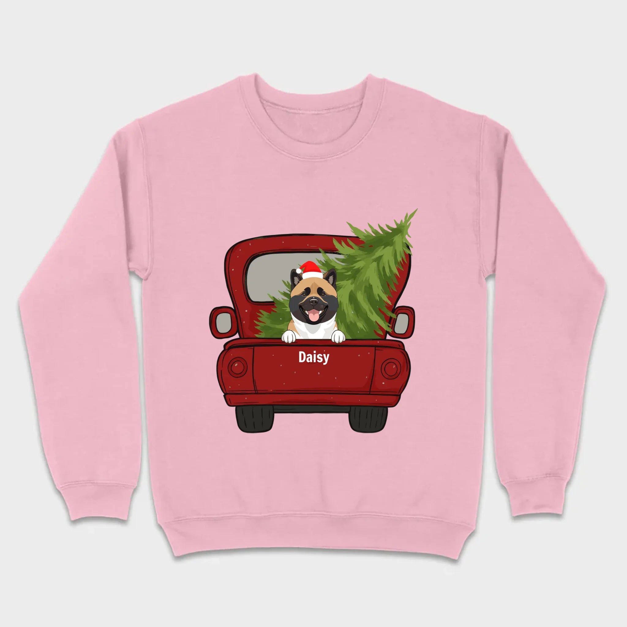 Christmas Dog Shirt – Cute Puppy in Red Truck with Christmas Tree - 89Prints