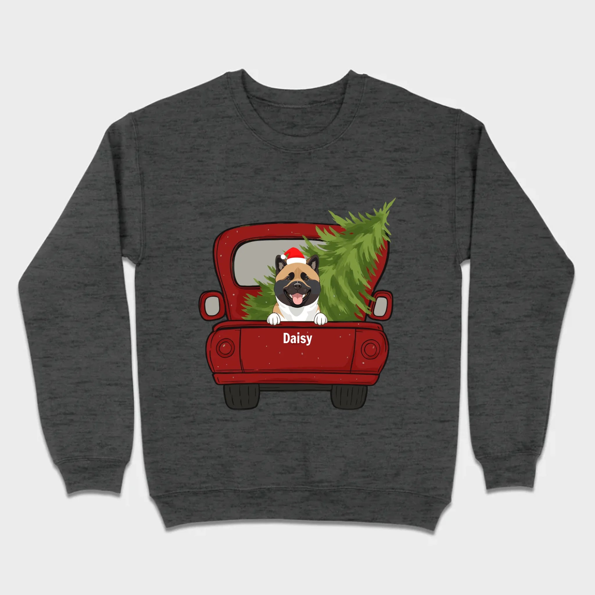 Christmas Dog Shirt – Cute Puppy in Red Truck with Christmas Tree - 89Prints