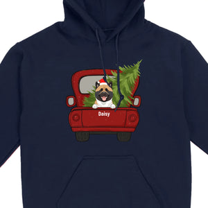 Christmas Dog Shirt – Cute Puppy in Red Truck with Christmas Tree - 89Prints