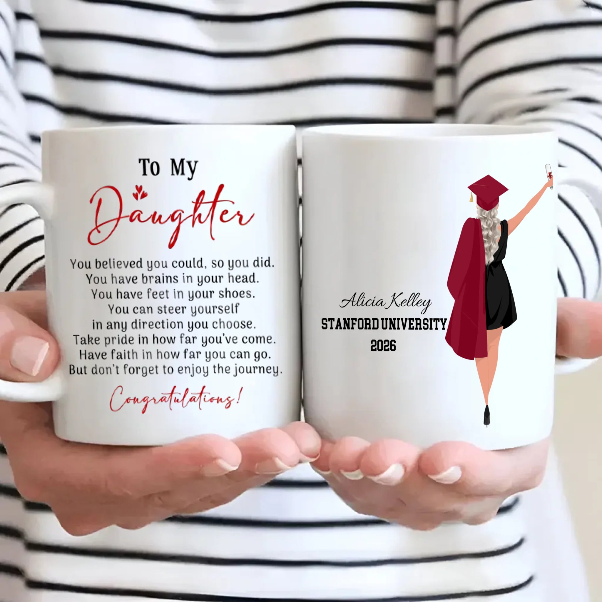 To My Daughter Mug – Fun Personalized Graduation Mug of Joy & New Beginnings | 89Prints