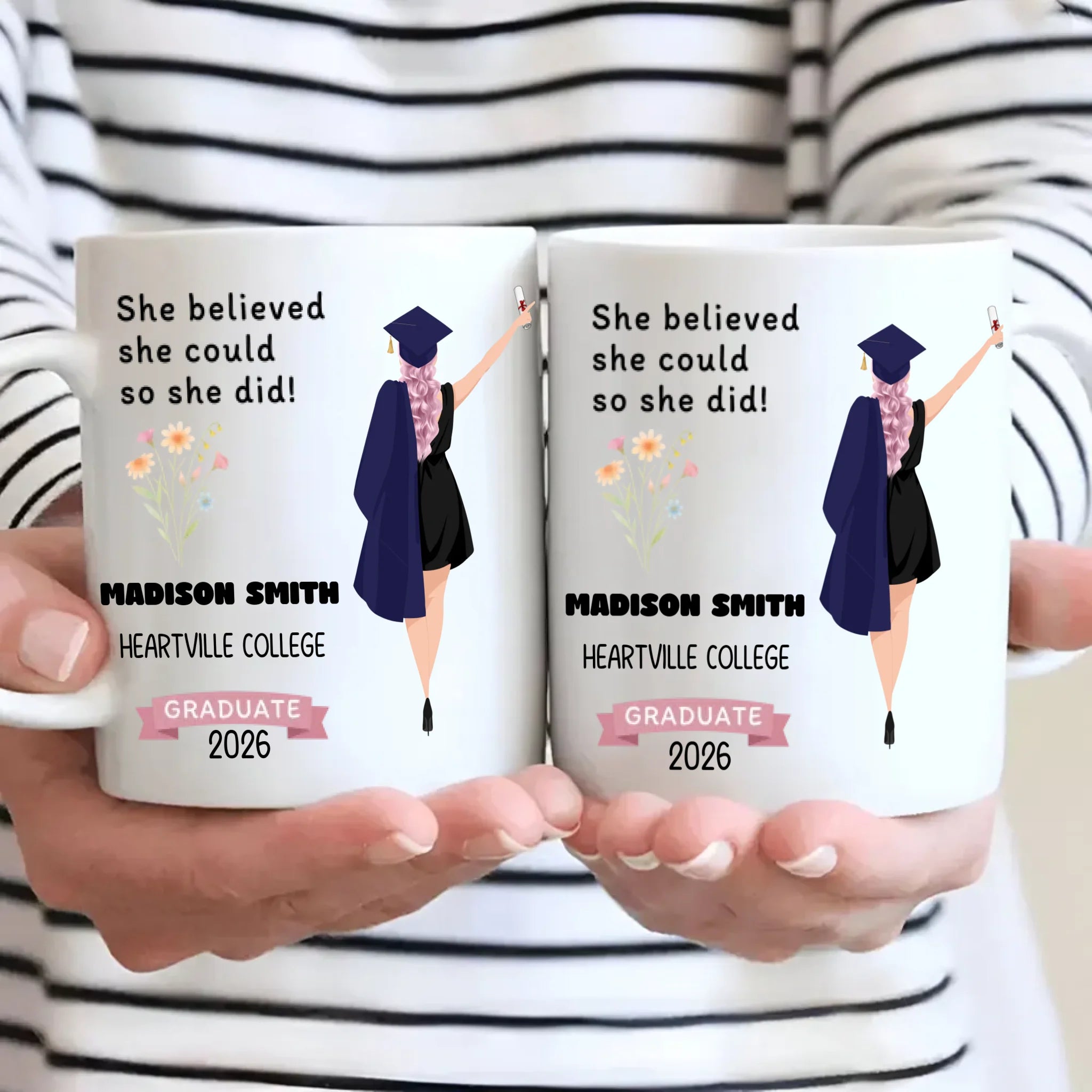 She Believed She Could, So She Did – Personalized Graduation Mug of Strength & Success | 89Prints