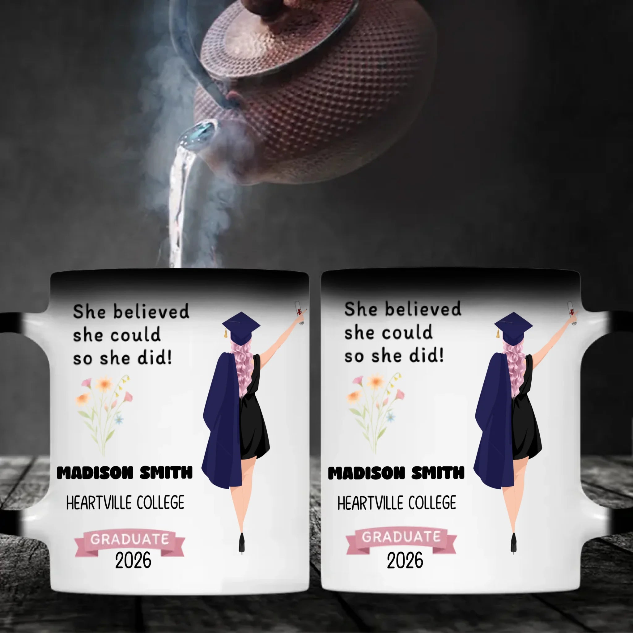 She Believed She Could, So She Did – Personalized Graduation Mug of Strength & Success | 89Prints