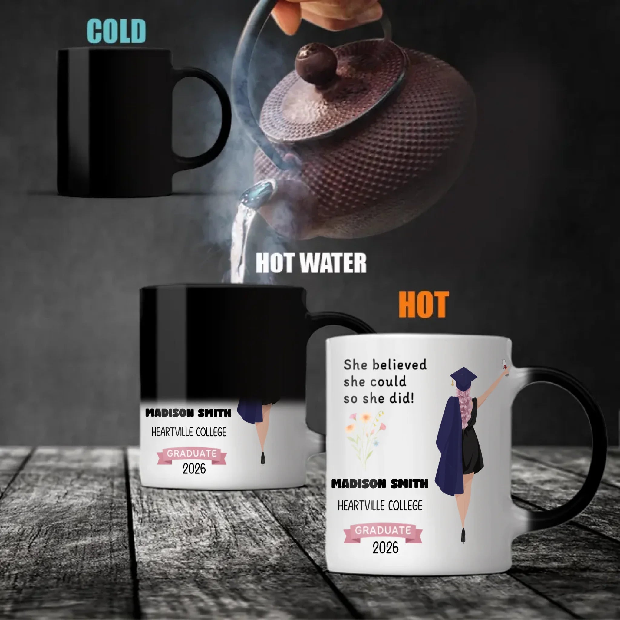 She Believed She Could, So She Did – Personalized Graduation Mug of Strength & Success | 89Prints