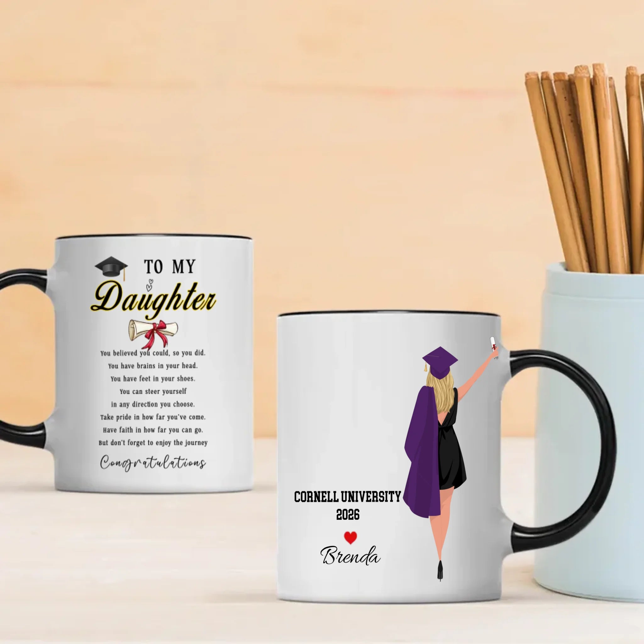 To My Daughter Graduation Mug – Personalized Gift of Love & Pride | 89Prints