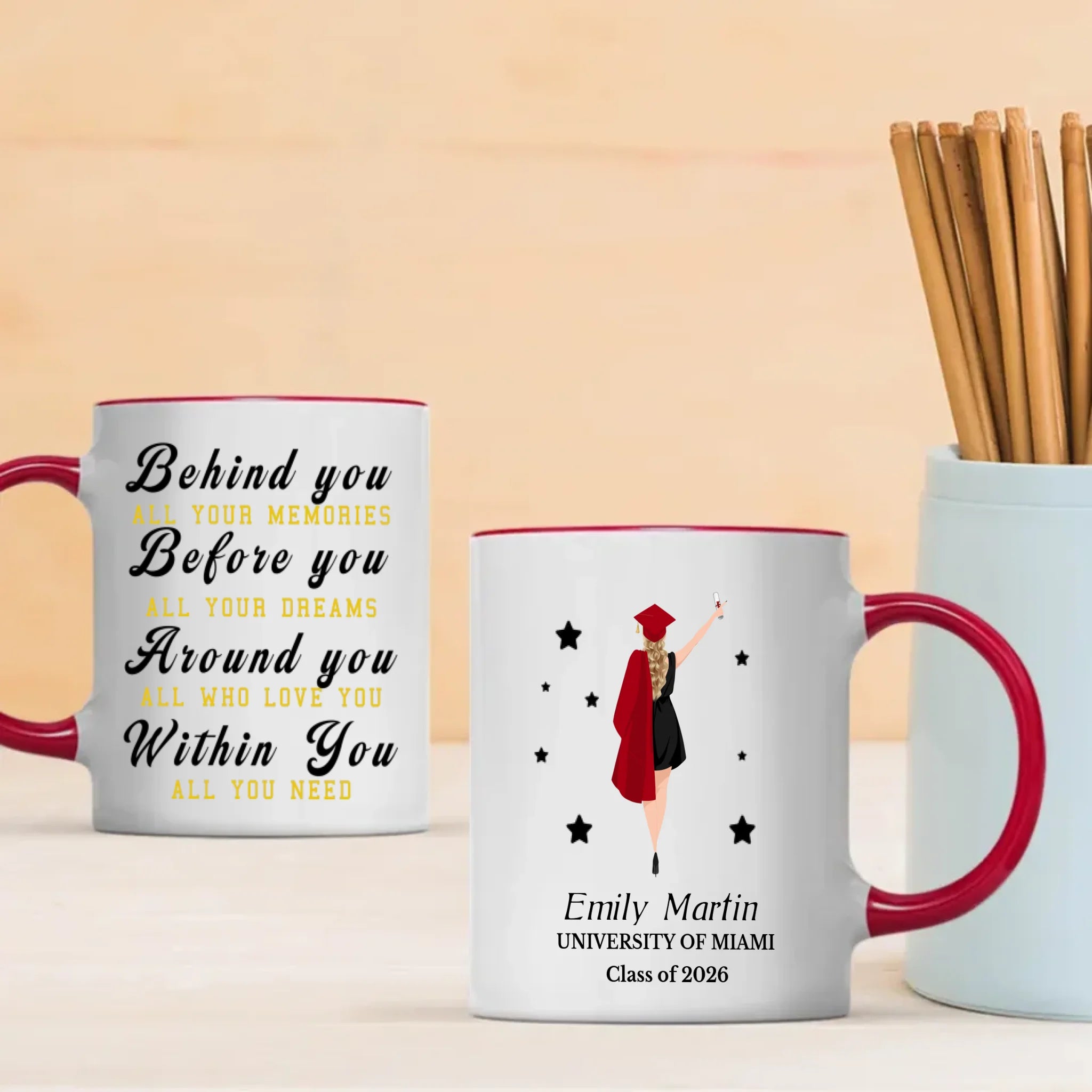 Elegant Graduation Mug – Thank You for Your Hard Work and Wishing You Great Success Ahead | 89Prints