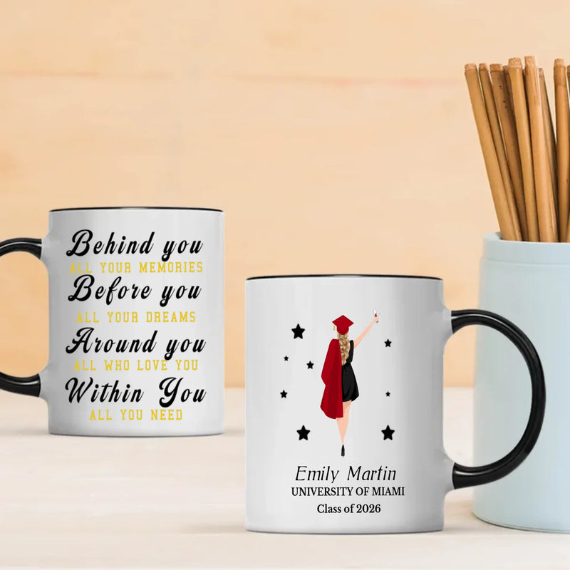 Elegant Graduation Mug – Thank You for Your Hard Work and Wishing You Great Success Ahead | 89Prints