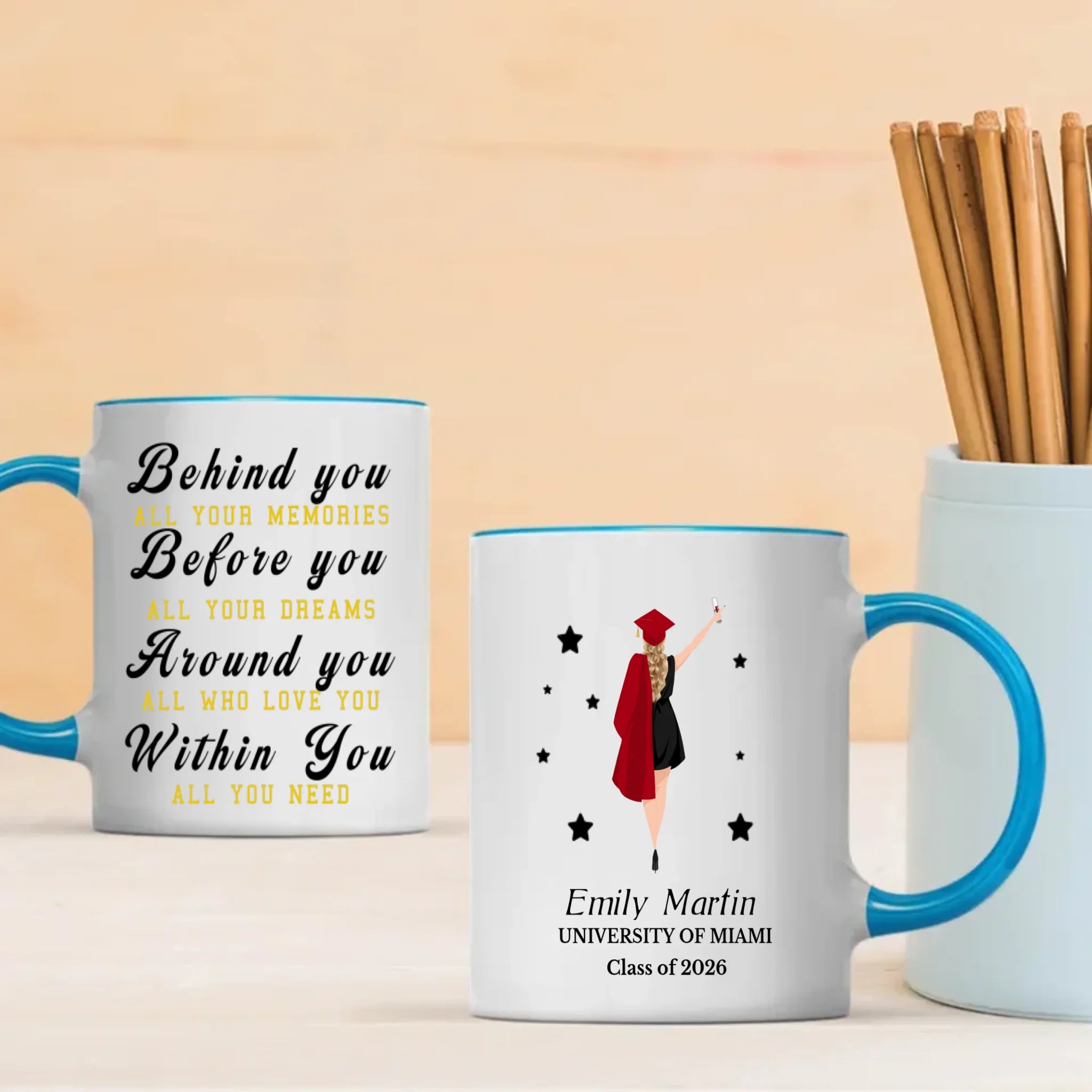 Elegant Graduation Mug – Thank You for Your Hard Work and Wishing You Great Success Ahead | 89Prints