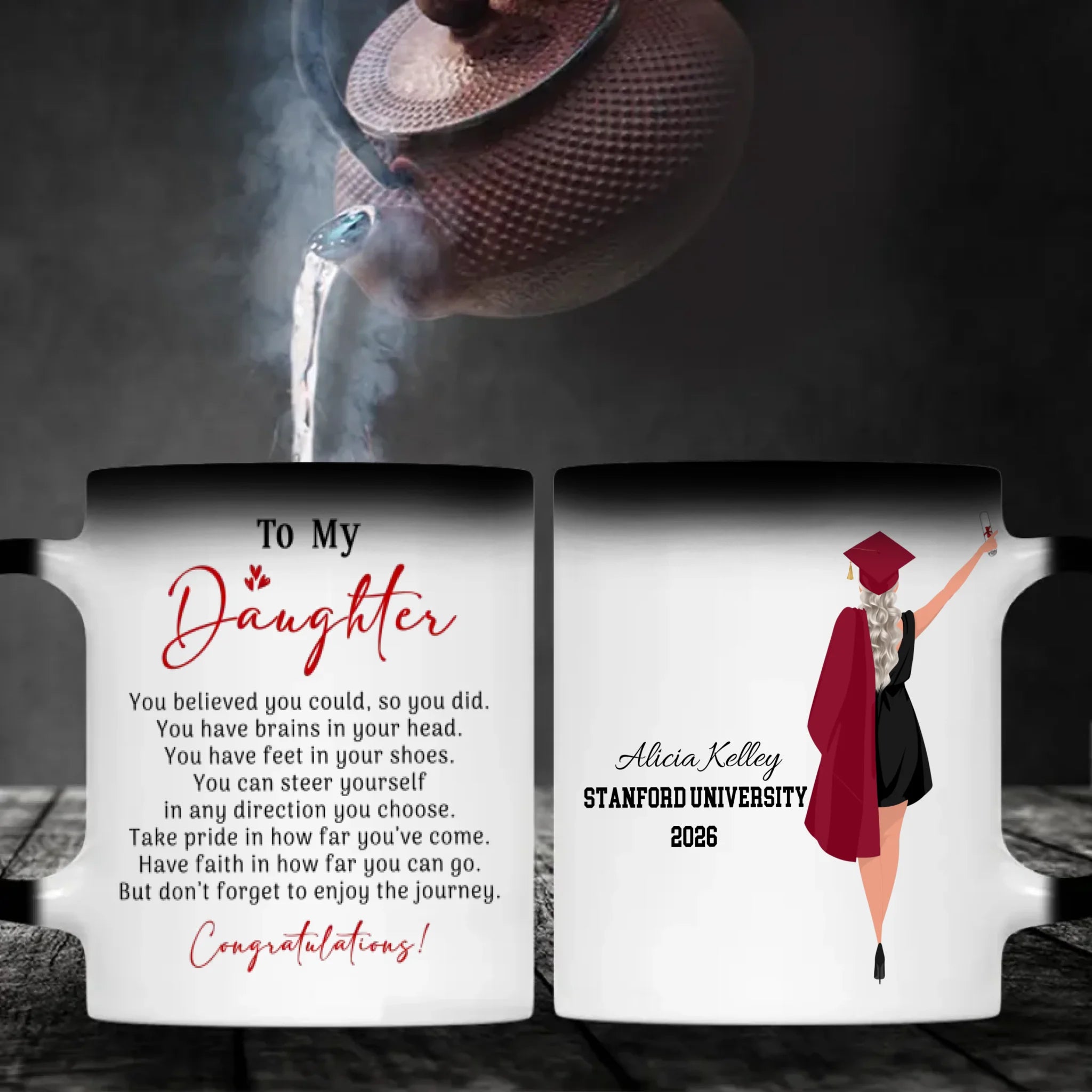 To My Daughter Mug – Fun Personalized Graduation Mug of Joy & New Beginnings | 89Prints