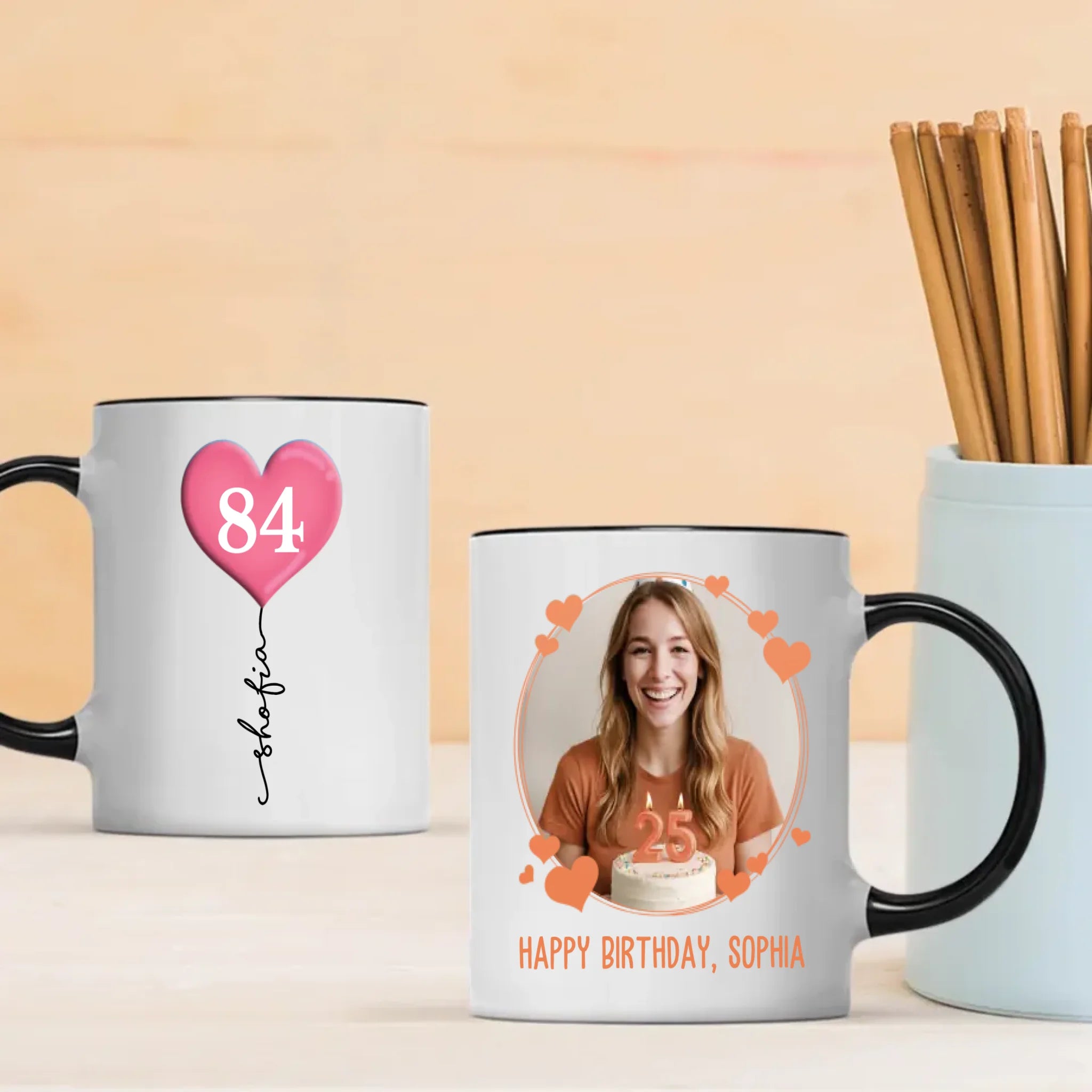 Minimalist Personalized Birthday Mug – Custom Photo, Name & Age Gift – 89Prints