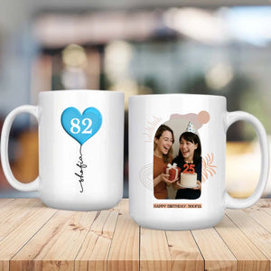 Charming 82nd Birthday Mug – Custom Photo & Name Heart Balloon Gift – 89Prints