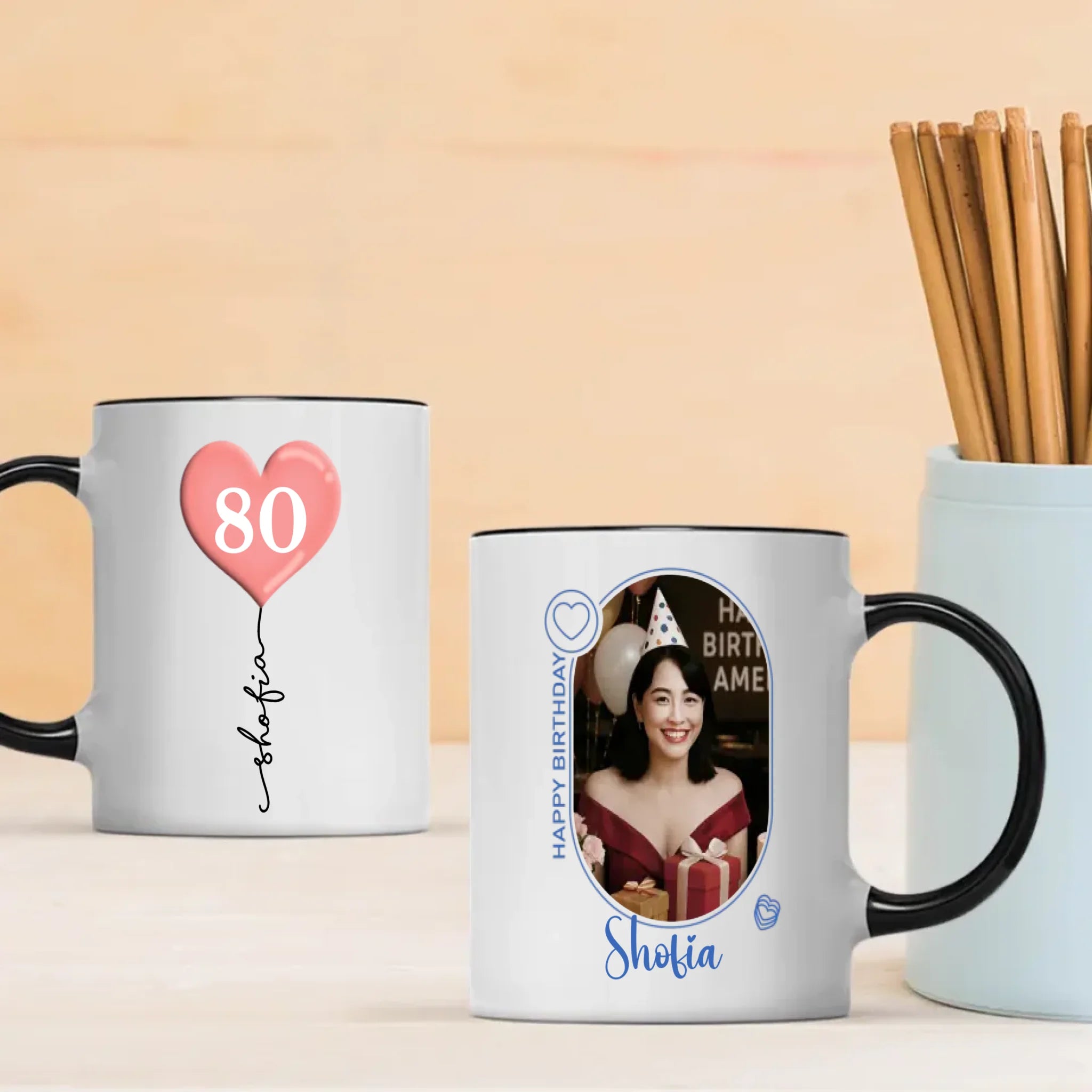 Custom 80th Birthday Mug – Personalized Photo Cup - 89Prints