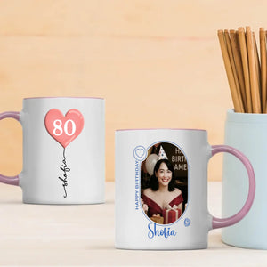 Custom 80th Birthday Mug – Personalized Photo Cup - 89Prints