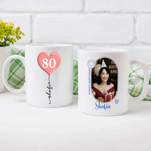 Custom 80th Birthday Mug – Personalized Photo Cup - 89Prints